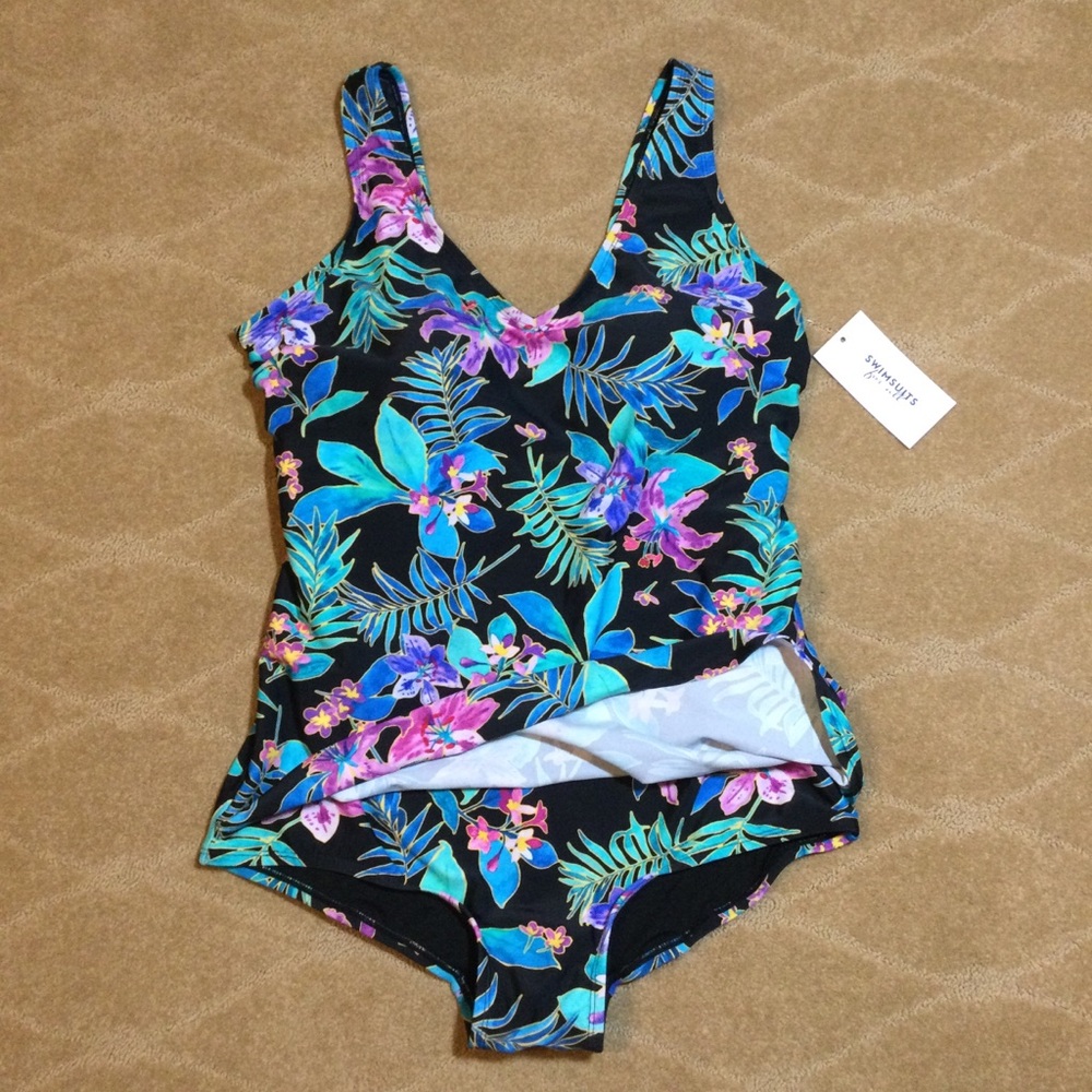Swimsuits For All NWT Sarong-Front One-Piece Swimsuit, 16 - Picture 3 of 10